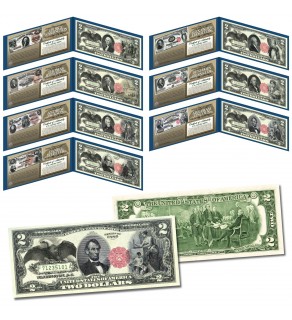 1880 Series Bank Notes Hybrid Commemorative Black Eagle - Set of All 7 Modern US $2 Bills ($1, $2, $5, $10, $20, $50, $100)