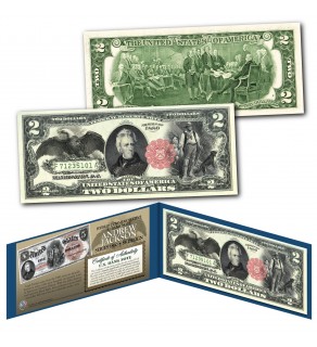 1880 Series $5 ANDREW JACKSON Hybrid Commemorative designed on modern Genuine $2 U.S. Bill Black Eagle