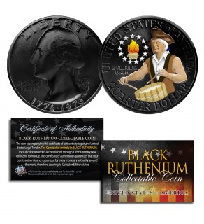 DUAL BLACK RUTHENIUM & COLORIZED 1976 Washington Bicentennial Quarter Genuine U.S. Coin
