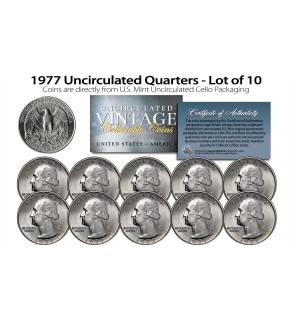 1977 QUARTERS Uncirculated U.S. Coins Direct from U.S. Mint Cello Packs (QTY 10)