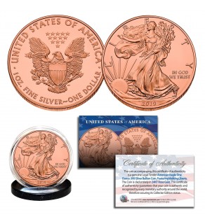  2019 Genuine 1 oz .999 Fine Silver American Eagle * Full 24KT ROSE Gold Plated * U.S. Coin