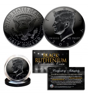 BLACK RUTHENIUM 2021-P JFK Kennedy Half Dollar U.S. Coin with Capsules and COA (Philadelphia Mint)
