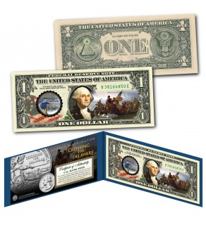 Washington Crossing the Delaware Historic 2021 Quarter Design Genuine Legal Tender U.S. $1 One-Dollar Bill