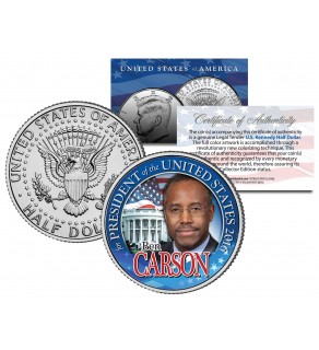 BEN CARSON FOR PRESIDENT 2016 Campaign Colorized JFK Kennedy Half Dollar U.S. Coin