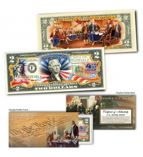 July 4th Independence Day *2-Sided* Offical Genuine Legal Tender $2 U.S. Bill 