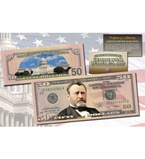 FIFTY DOLLAR $50 U.S. Bill Genuine Legal Tender Currency COLORIZED 2-SIDED
