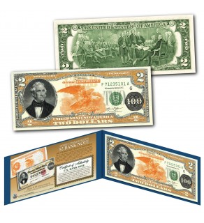 1882 Series Thomas Hart Benton $100 Gold Certificate designed on a New Modern Genuine U.S. $2 Bill
