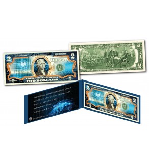 Block Chain Crypto Currency Bitcoin Physical Commemorative Genuine Legal Tender U.S. $2 Bill
