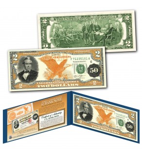 1882 Series Silas Wright $50 Gold Certificate designed on a New Modern Genuine U.S. $2 Bill