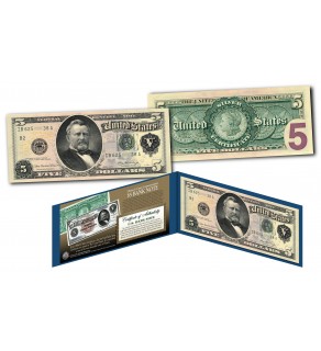 1886 Morgan Silver Dollar Back $5 Silver Certificate Banknote designed on Modern $5 Bill