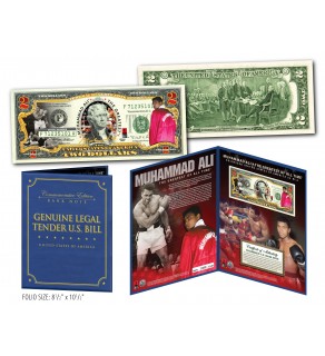 MUHAMMAD ALI - The Greatest of All-Time - Genuine Legal Tender US $2 Bill - Officially Licensed - with COLLECTIBLE FOLIO