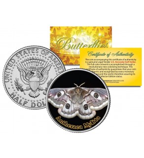 ANTHERAEA MYLITTA BUTTERFLY JFK Kennedy Half Dollar U.S. Colorized Coin
