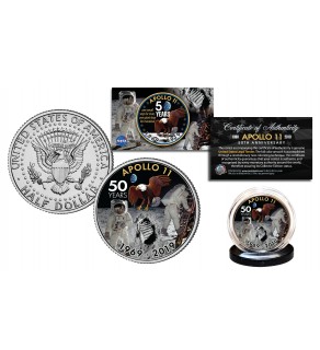 APOLLO 11 50th Anniversary Man on Moon Landing Genuine JFK Kennedy Half Dollar U.S. Coin