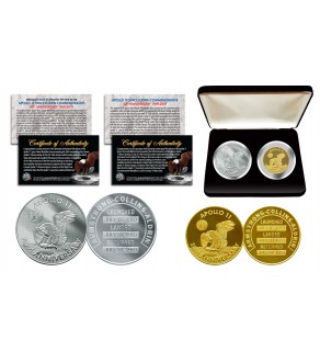 Apollo 11 50th Anniversary Man in Space Medals 2-Piece Commemorative NASA Coin Set with Deluxe Felt Display Box