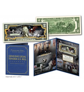 APOLLO 11 Moon Landing 50th Anniversary Genuine Legal Tender U.S. $2 Bill in Large Collectors Folio Display 