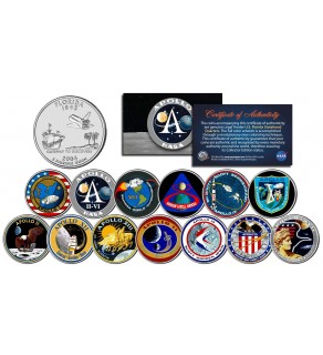 The APOLLO SPACE MISSIONS - Colorized Florida Quarters US 13-Coin Complete Set - NASA PROGRAM