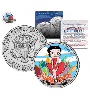 BETTY BOOP " City " JFK Kennedy Half Dollar US Colorized Coin - Marilyn Monroe Pose - Officially Licensed