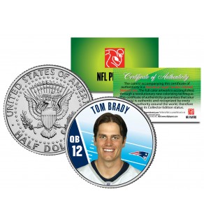 TOM BRADY Colorized JFK Half Dollar U.S. Coin NFL New England Patriots - Officially Licensed