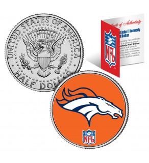 DENVER BRONCOS NFL JFK Kennedy Half Dollar US Colorized Coin - Officially Licensed