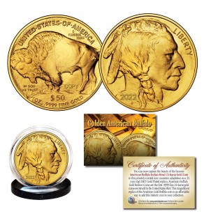 2022 24K Gold Plated $50 AMERICAN GOLD BUFFALO Indian Tribute Coin 