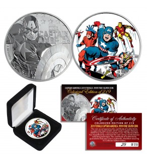 2019 1 oz Pure Silver Tuvalu Marvel Comics CAPTAIN AMERICA Coin Limited & Numbered of 219 - AVENGER CAPTAIN AMERICA