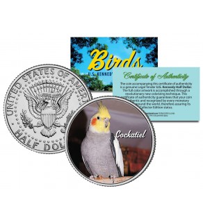 COCKATIEL Collectible Birds JFK Kennedy Half Dollar Colorized US Coin
