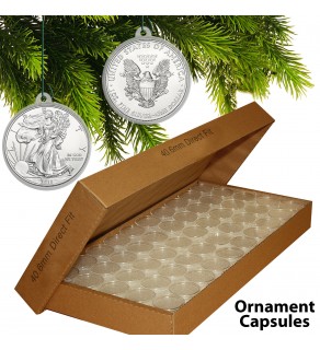 25 Direct Fit Airtight 40.6mm CHRISTMAS ORNAMENT Coin Holders Capsule Holders For SILVER EAGLE Oz
