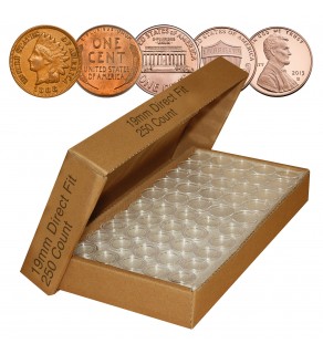 PENNY Direct-Fit Airtight 19mm Coin Capsule Holders For PENNIES (QTY: 250)