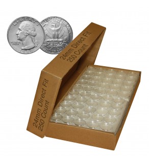 Direct Fit Airtight 24mm Coin Holder Capsules for QUARTERS - CASE QTY: 250