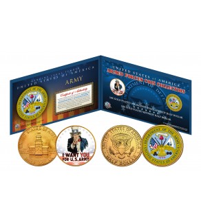 ARMY Armed Forces Coin Collection Genuine Legal Tender JFK Kennedy Half Dollars 2-Coin Set 
