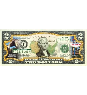 NEVADA State/Park COLORIZED Legal Tender U.S. $2 Bill with Security Features