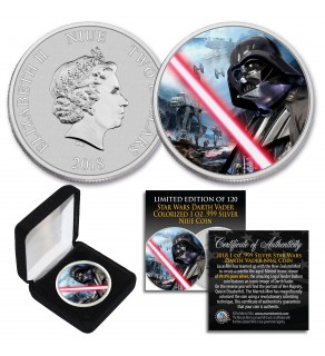 2018 Niue 1 oz Pure Silver BU Star Wars DARTH VADER LIGHTSABER Coin with HOTH BATTLE Backdrop - Limited of 120