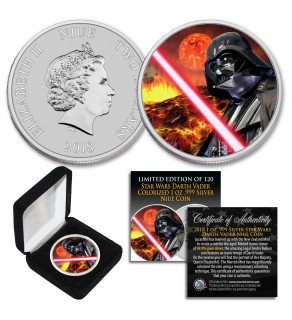2018 Niue 1 oz Pure Silver BU Star Wars DARTH VADER LIGHTSABER Coin with MUSTAFAR Galactic Empire Backdrop - Limited of 120
