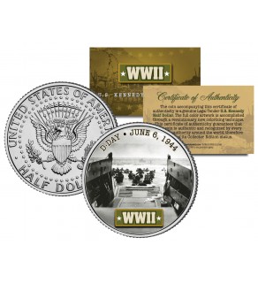 World War II - D-DAY INVASION 1944 - JFK Kennedy Half Dollar US Coin