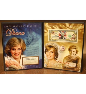 PRINCESS DIANA - 50th Birthday - Genuine Legal Tender US $2 Bill - Officially Licensed - with COLLECTIBLE FOLIO