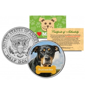ROTTWEILER - Dog - JFK Kennedy Half Dollar U.S. Colorized Coin - Limited Edition