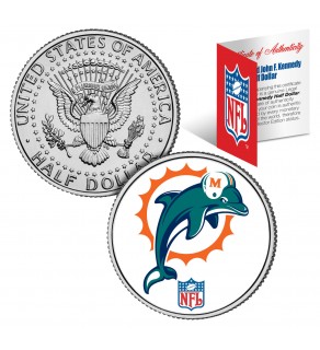 MIAMI DOLPHINS NFL JFK Kennedy Half Dollar US Colorized Coin - Officially Licensed