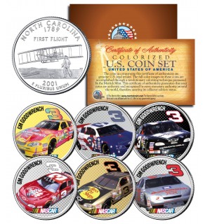 DALE EARNHARDT - GM Goodwrench #3 - NASCAR Race Cars North Carolina Quarters U.S. 6-Coin Set - Officially Licensed