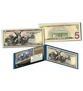 EDUCATIONAL SERIES 1896 Designed NEW $5 Bill - Genuine Legal Tender Modern U.S. Five-Dollar Banknote
