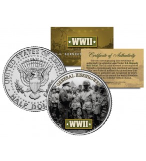 World War II - GENERAL EISENHOWER - JFK Kennedy Half Dollar US Coin