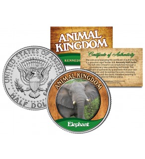 ELEPHANT - Animal Kingdom Series - JFK Kennedy Half Dollar U.S. Colorized Coin
