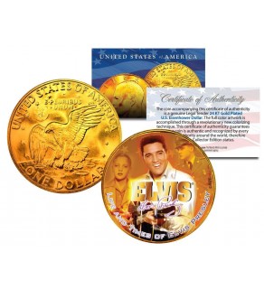 1977 ELVIS PRESLEY 24K Gold Plated Eisenhower IKE Dollar - Officially Licensed
