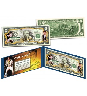 Elvis Presley - The King - Colorized $2 U.S. Legal Tender Two-Dollar Bill - Officially Licensed