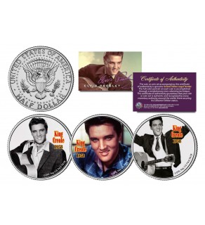 ELVIS PRESLEY - King Creole - MOVIE Colorized JFK Kennedy Half Dollar US 3-Coin Set - Officially Licensed