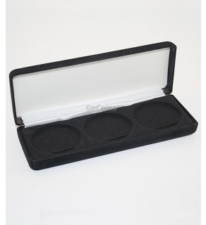 Black Felt COIN DISPLAY GIFT METAL PLUSH BOX holds 3-IKE or Silver Eagle WIDE