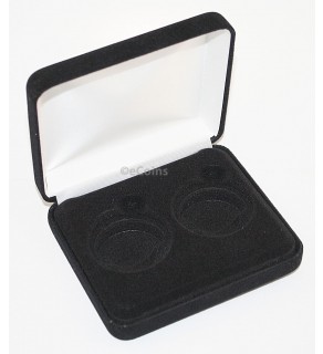 Black Felt COIN DISPLAY GIFT METAL DELUXE PLUSH BOX holds 2-Half Dollars U.S.