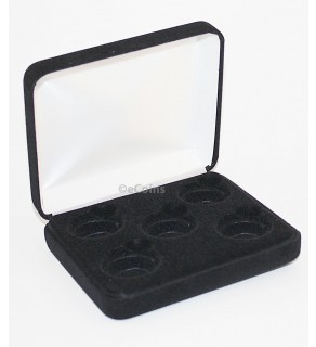 Lot of 5 Black Felt COIN DISPLAY GIFT METAL BOX for 5-Quarter or Presidential $1 or Sacagawea Dollars 