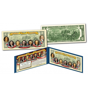FOUNDING FATHERS of the United States OFFICIAL Genuine Legal Tender U.S. $2 Bill (Version 2)