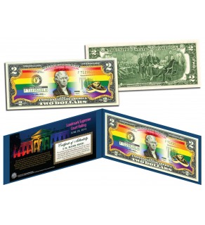 Gay Pride MARRIAGE EQUALITY Colorized $2 Bill U.S. Genuine Legal Tender - Supreme Court Ruling 6/26/2015