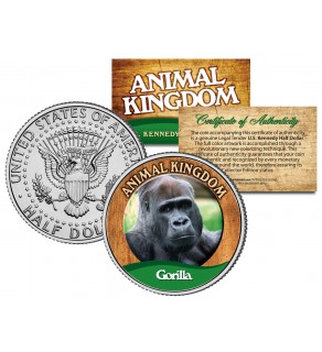 GORILLA - Animal Kingdom Series - JFK Kennedy Half Dollar U.S. Colorized Coin
